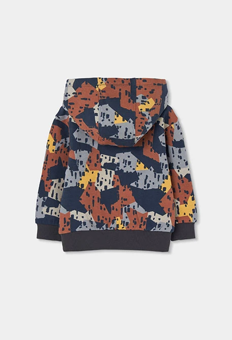 Sudadera felpa niño estampada con osito azul marino