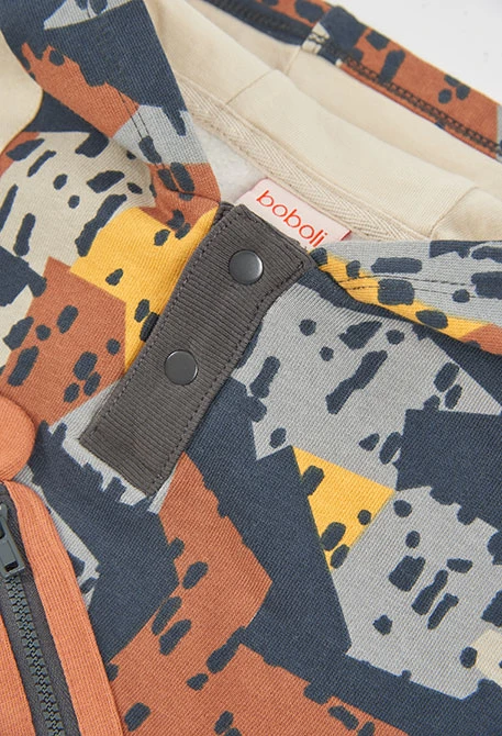 Sweatshirt aus Plüsch für Jungen mit Blaubär-Aufdruck in Marineblau