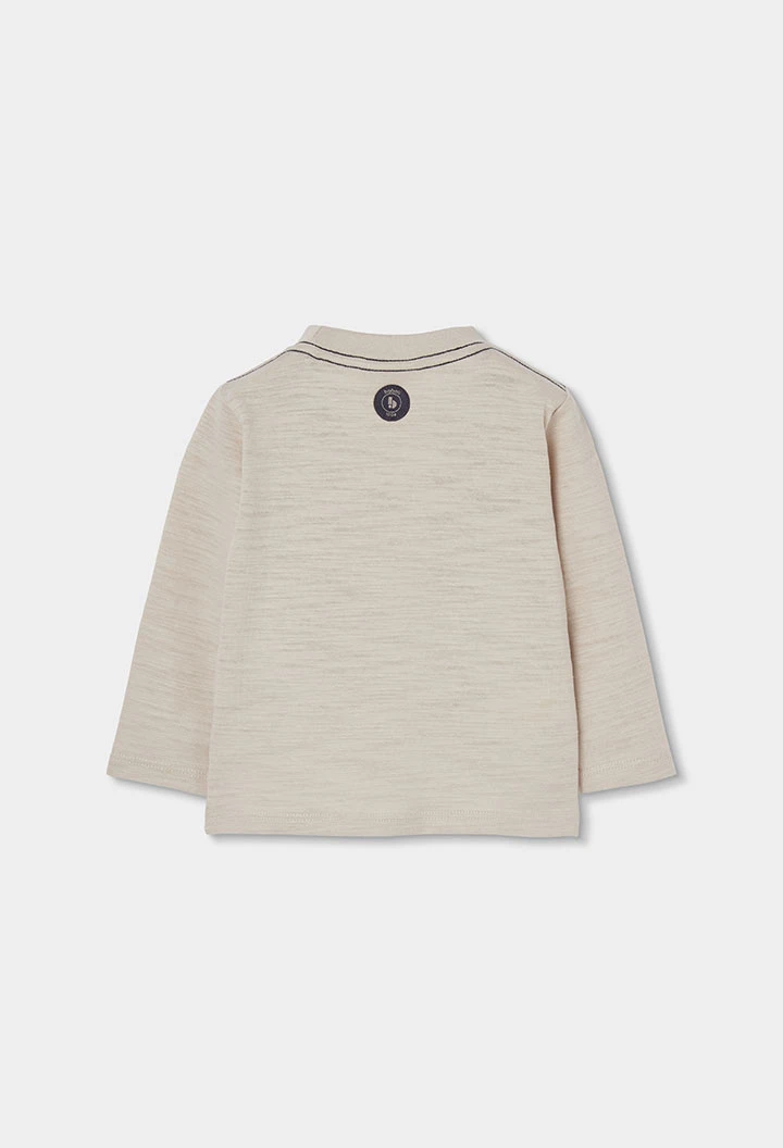 Camiseta punto niño beige estampado skate