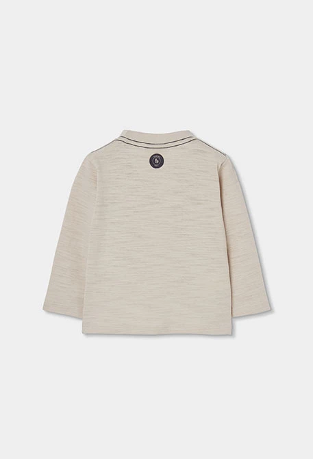 Camiseta punto niño beige estampado skate