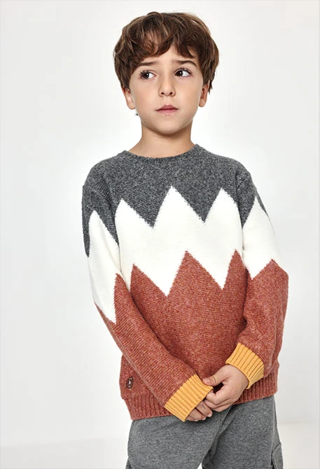 Jersey boy orange geometric zigzag print