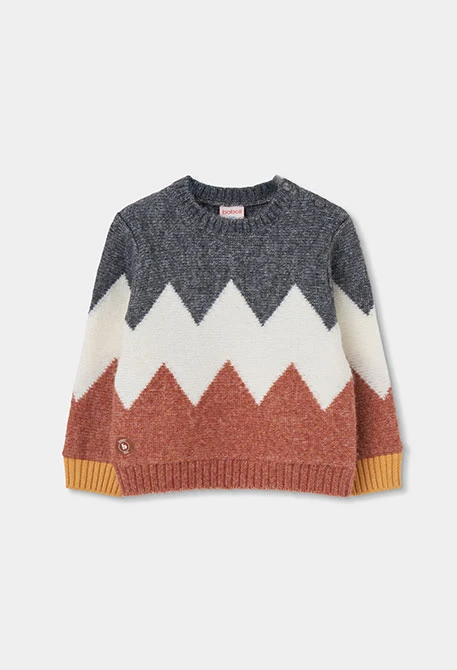 Jersey niño naranja estampado geométrico zigzag