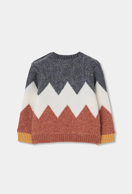 Jersey niño naranja estampado geométrico zigzag