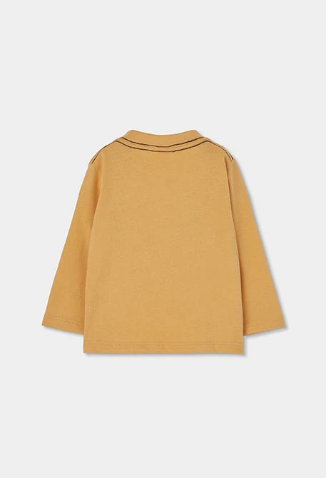 Camiseta punto niño amarilla estampado de oso