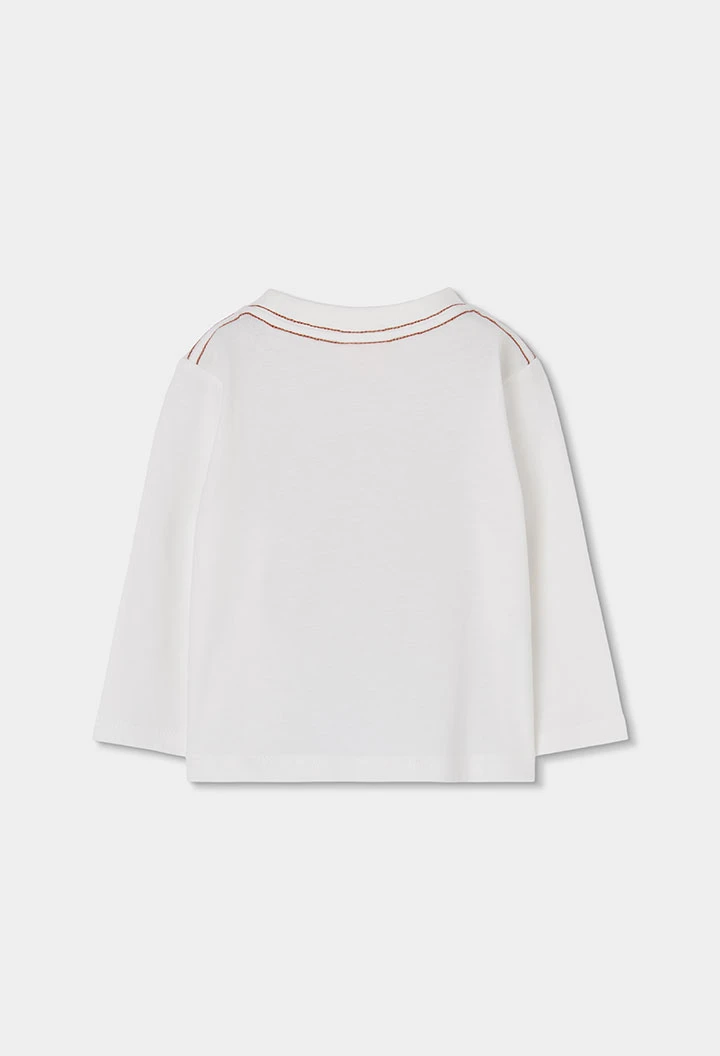 Camiseta punto niño blanca estampado oso