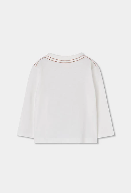 Maglietta in maglia bambino bianca con stampa orso