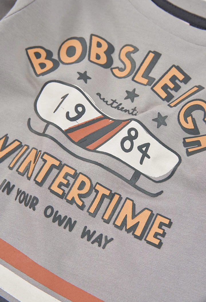 Camiseta punto niño gris estampado Bobsleigh