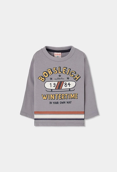 Camiseta punto niño gris estampado Bobsleigh