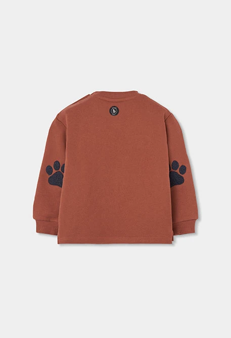 Boys\' orange bear print fleece sweatshirt