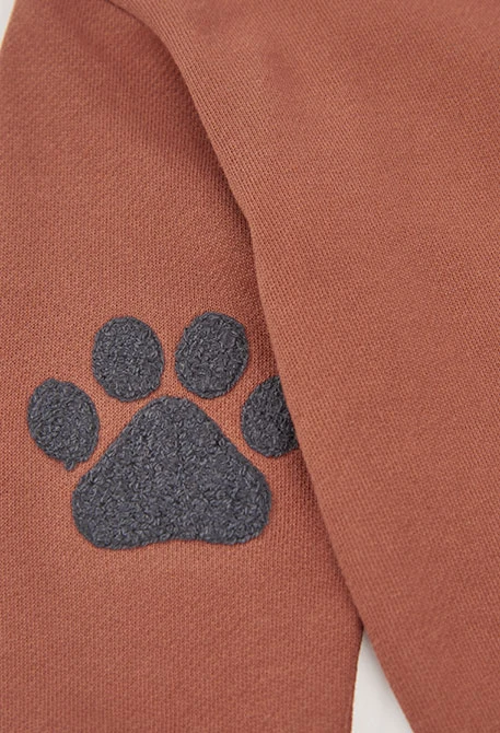 Sudadera felpa niño naranja estampado de oso