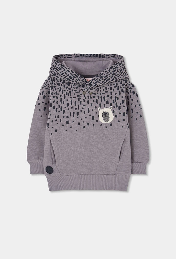 Dessuadora de pelfa nen gris amb caputxa estampada