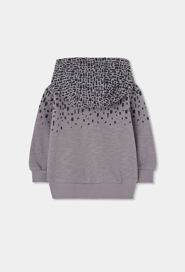 Sudadera felpa niño gris con capucha estampada