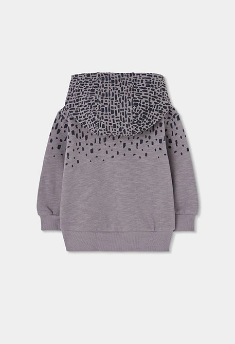 Sudadera felpa niño gris con capucha estampada