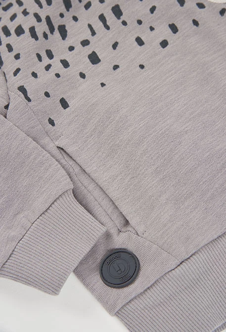 Sudadera felpa niño gris con capucha estampada