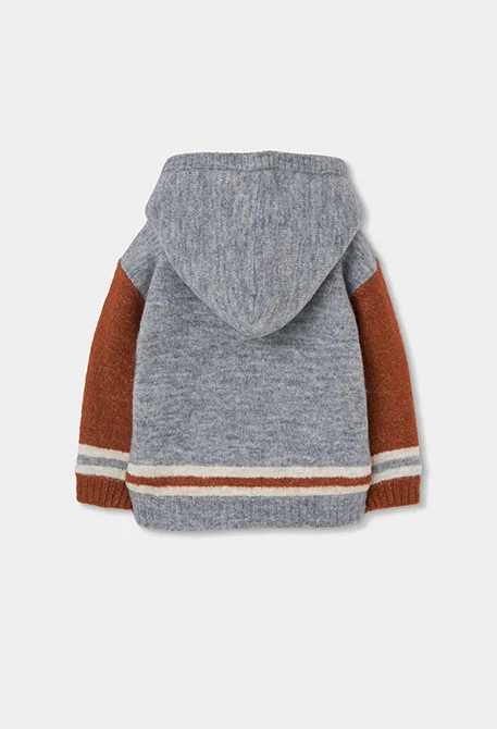 Chaqueta punto gris vigoré con capucha niño
