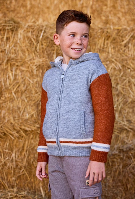 Grey vigore knitted hoodie for boys