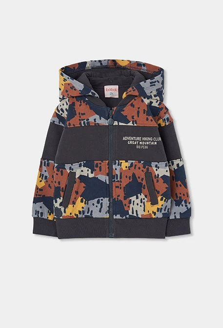 Jaqueta pelfa nen estampat camuflatge gris