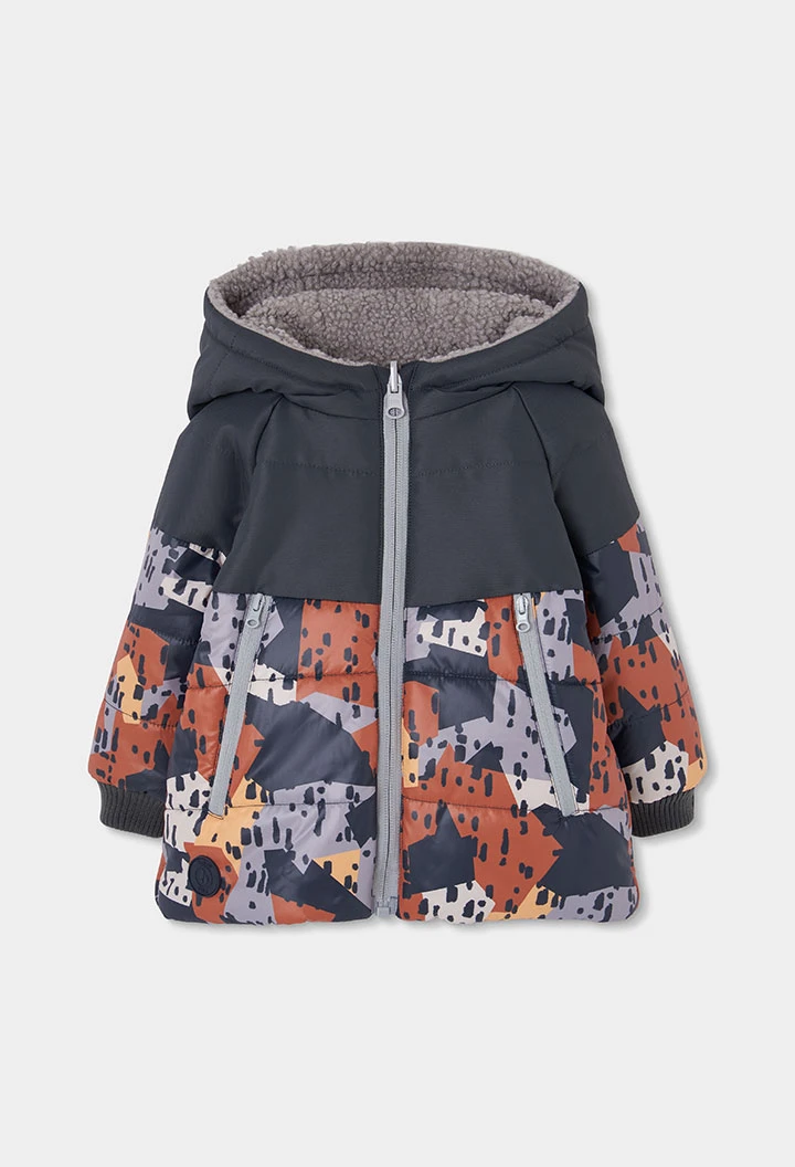 Parka tejido técnico niño reversible estampado camo