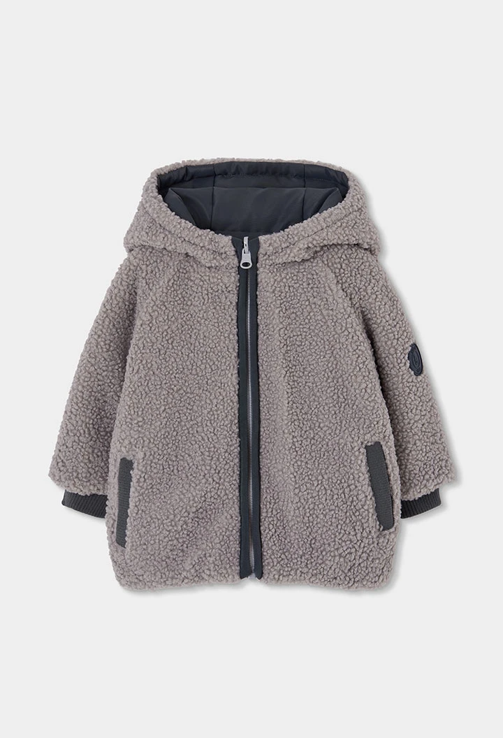 Reversible camo print technical knit parka for boys