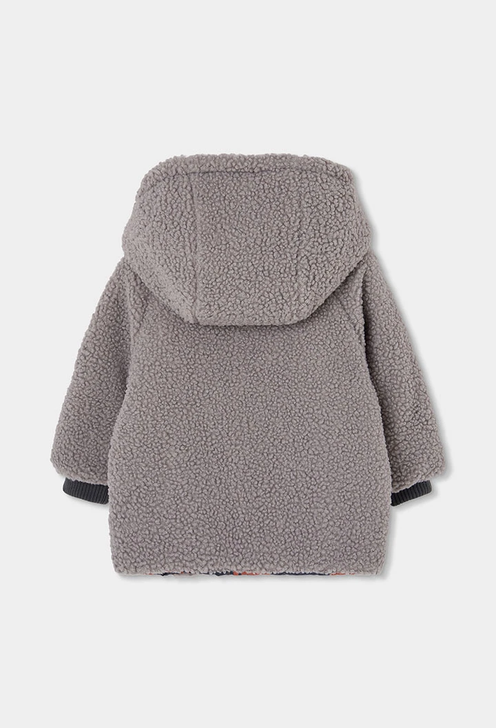Parka in tessuto tecnico bambino reversibile con stampa camo