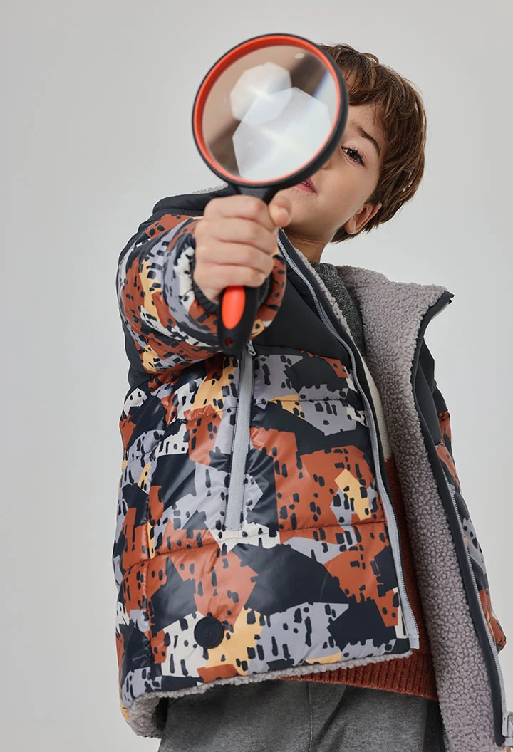 Parka tejido técnico niño reversible estampado camo