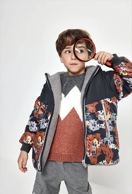 Parka tejido técnico niño reversible estampado camo