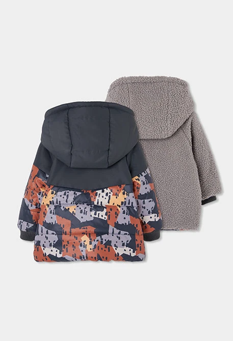 Parka tejido técnico niño reversible estampado camo