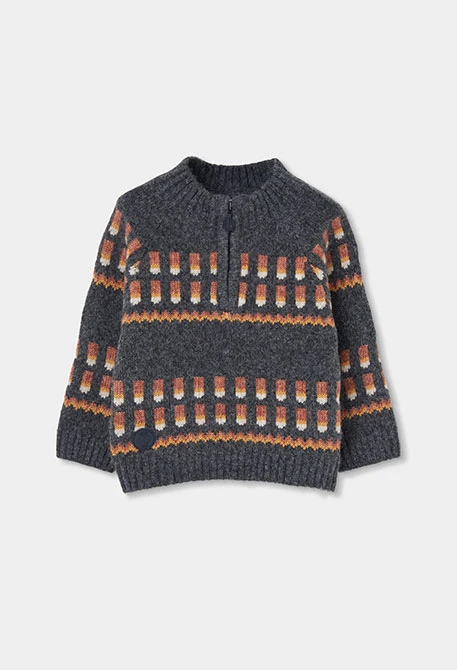 Jersey niño gris vigoré estampado geométrico