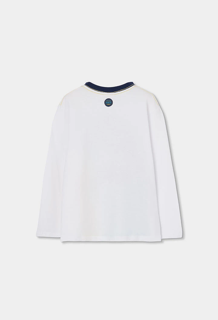 White cotton long sleeve T-shirt for boy