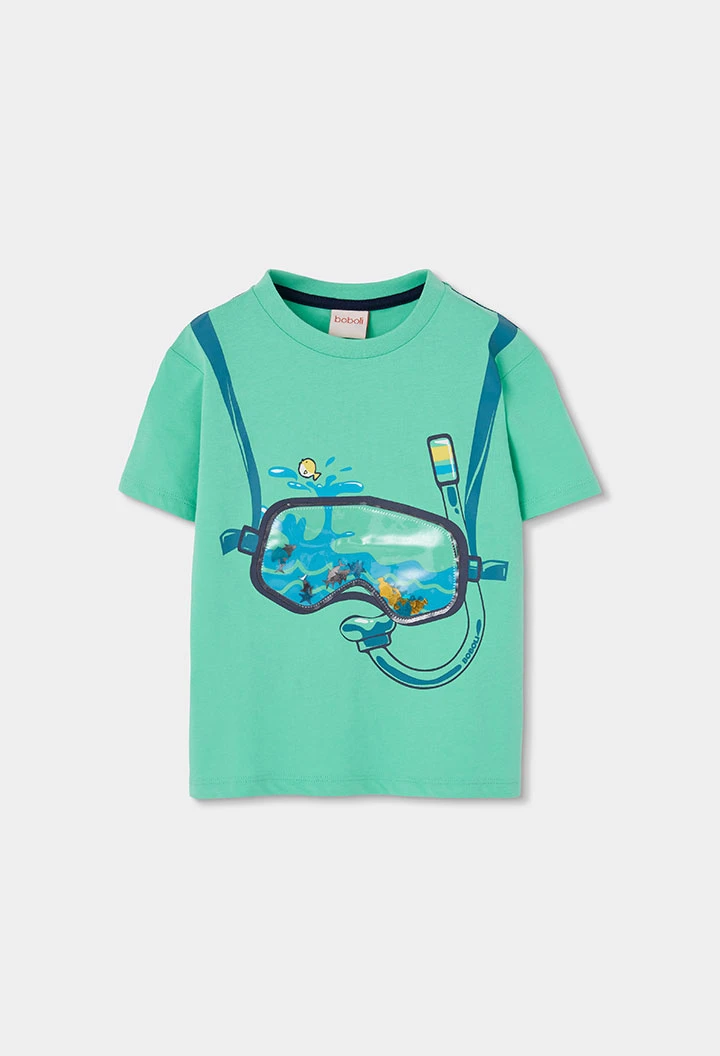Green cotton T-shirt for child