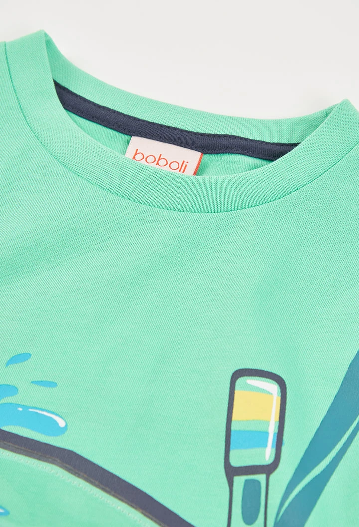 Camiseta criança em algodão verde