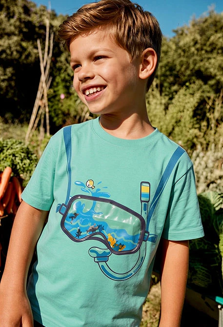 Kinder-T-Shirt aus grünem Baumwollstoff