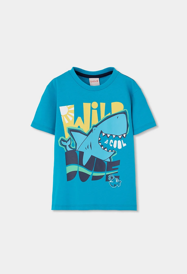 Camiseta niño azul tiburón