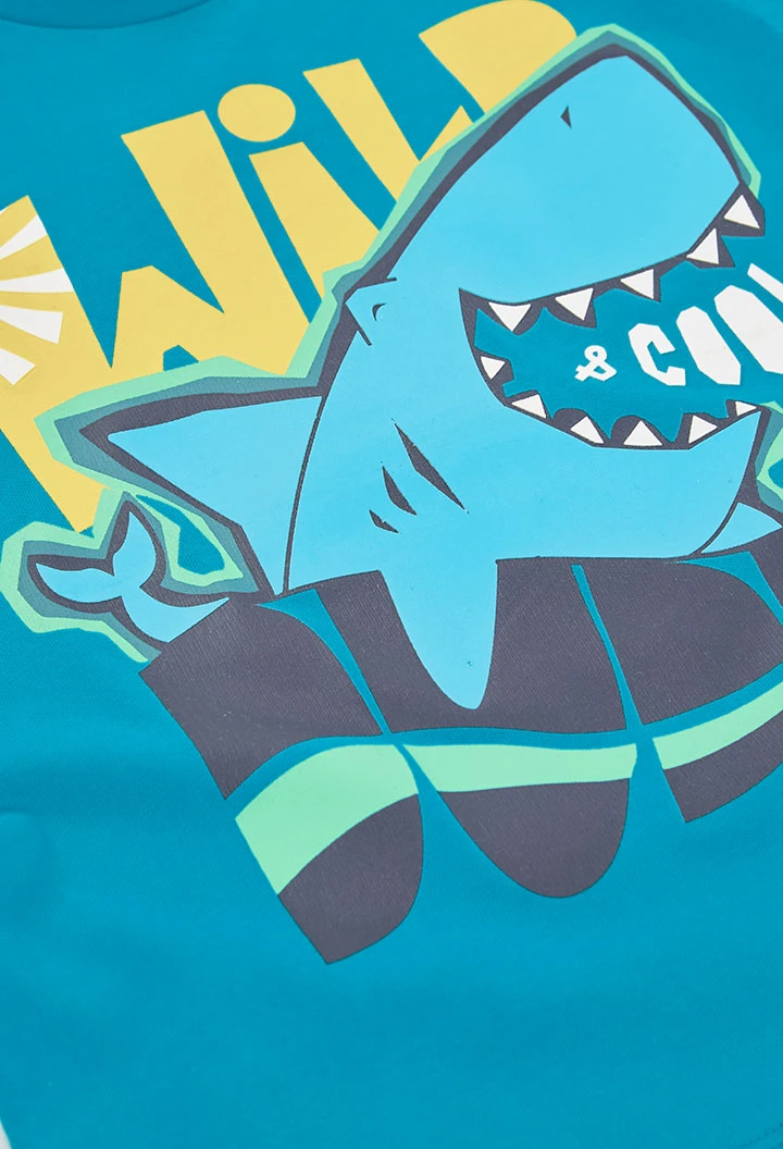 Camiseta niño azul tiburón