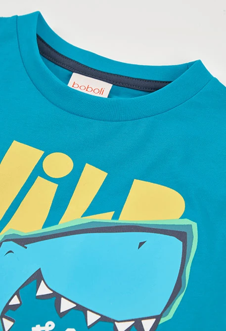 Jungen T-Shirt Blau Hai