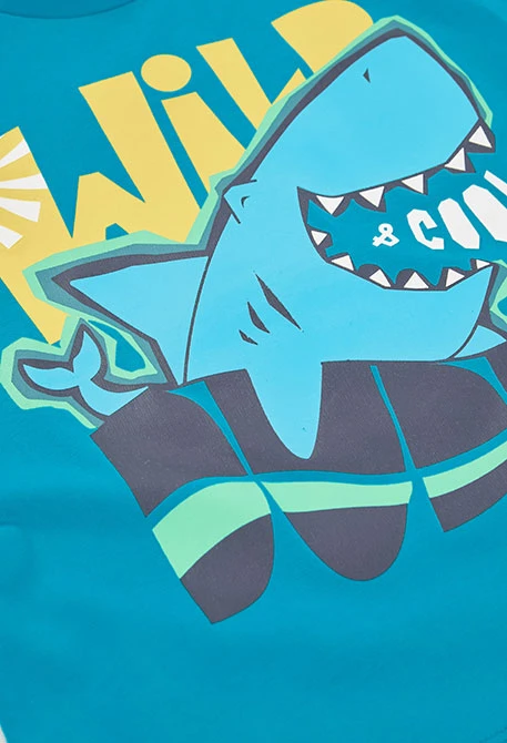 Jungen T-Shirt Blau Hai