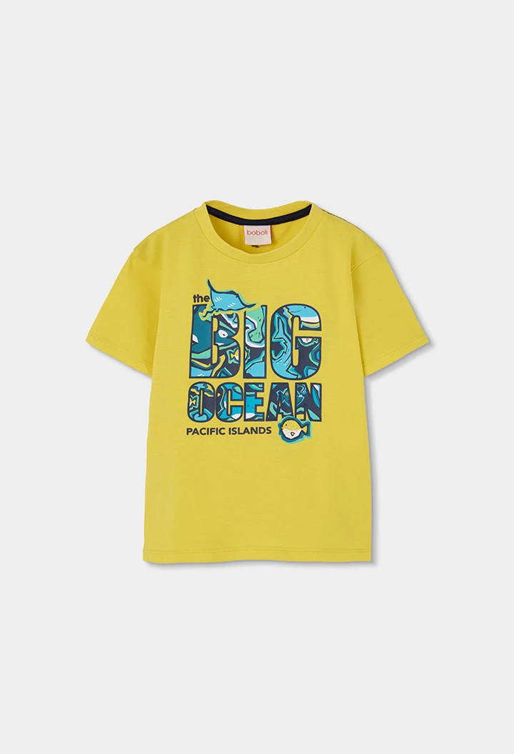 Camiseta menino algodão amarelo