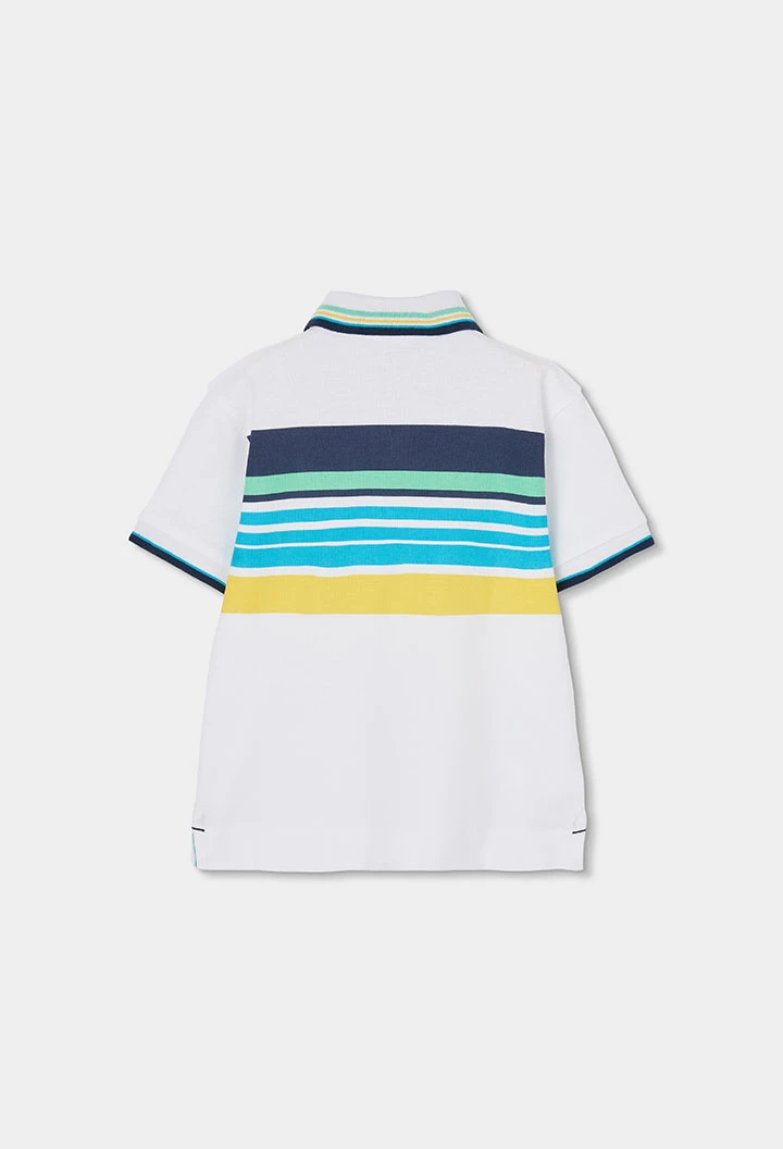 White cotton printed boy?s polo
