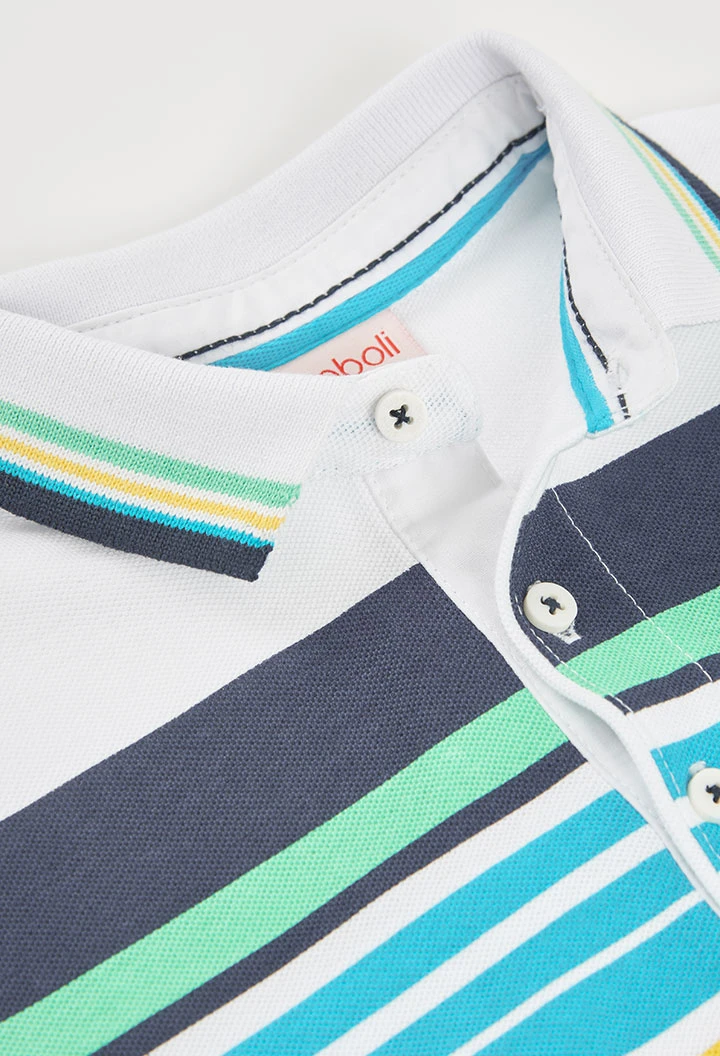 Polo de niño algodón blanco estampado
