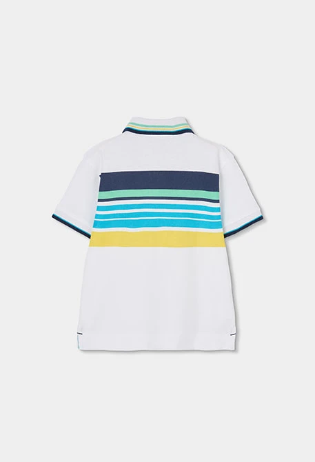 Polo da bambino in cotone bianco stampato