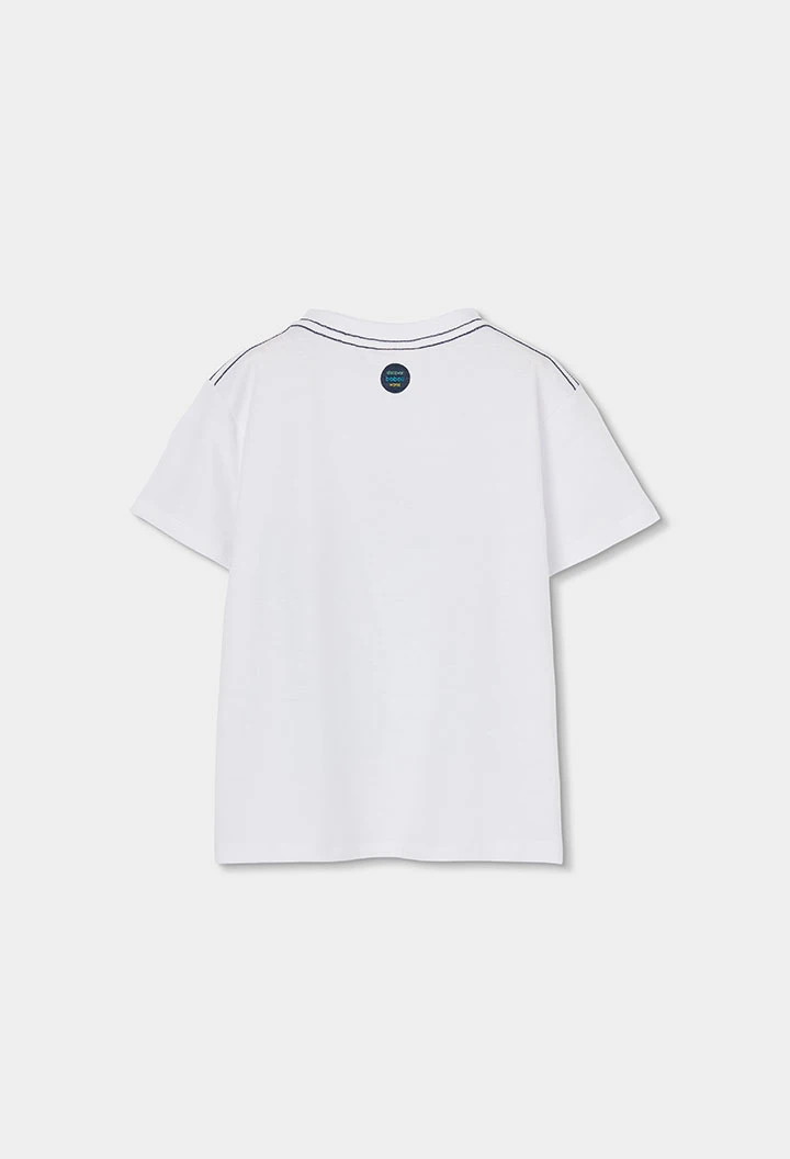 Camiseta menino algodão branco tubarão