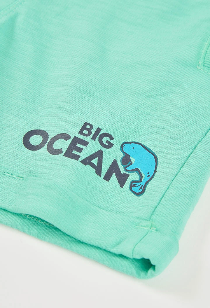 Cotton Bermuda shorts in aqua green