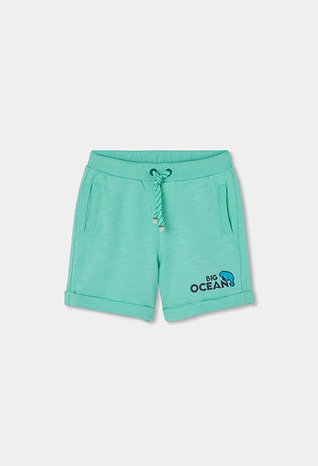 Cotton Bermuda shorts in aqua green