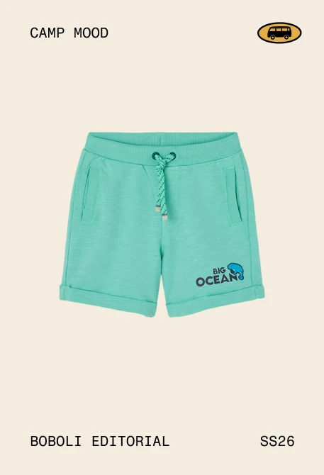 Cotton Bermuda shorts in aqua green