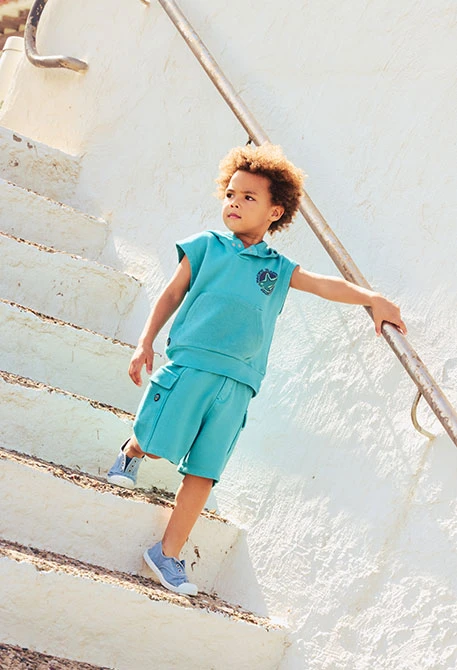 Bermudes cotó blau aigua