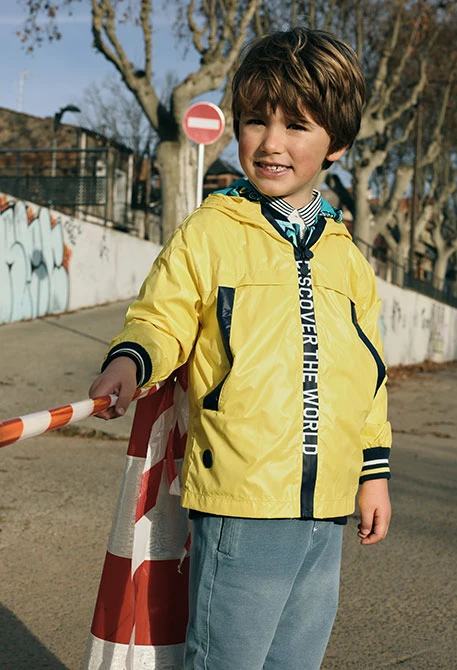 Parka bambino tessuto tecnico giallo