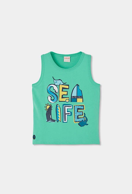 Camiseta niño tirante verde agua