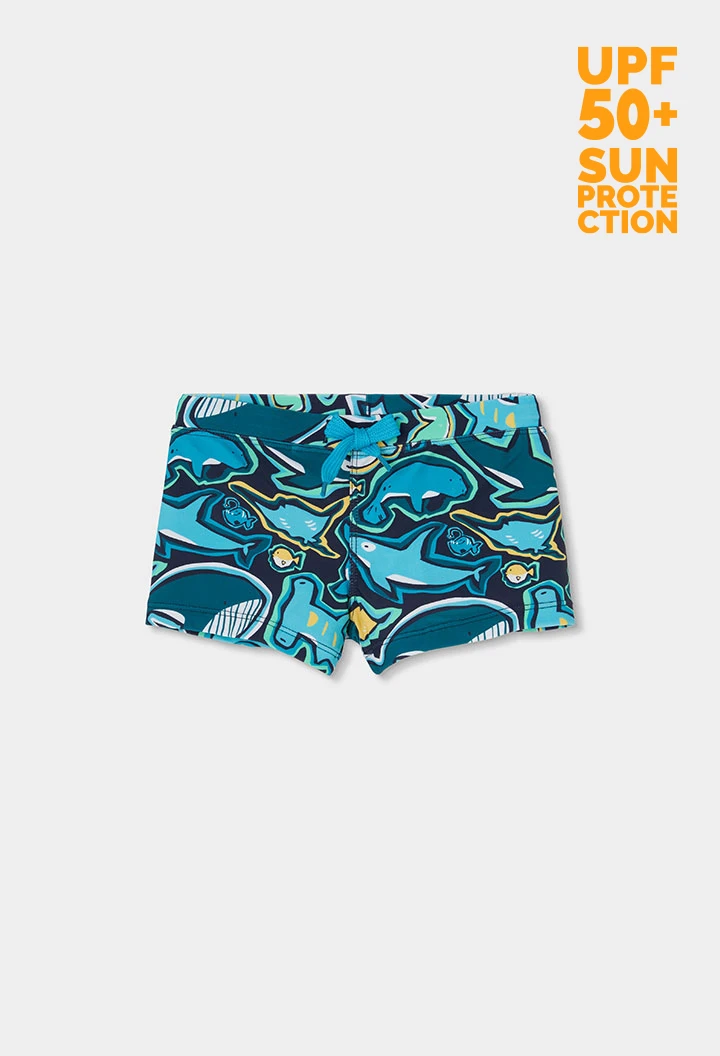 Banyador nen estampat taurons UPF50+