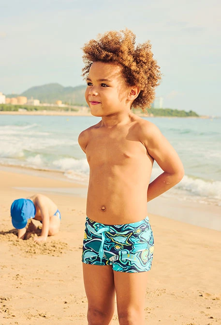 Shark print swimming trunks for boy UPF50+