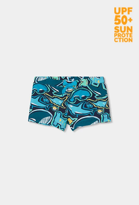 Fato de banho menino estampado tubarões UPF50+